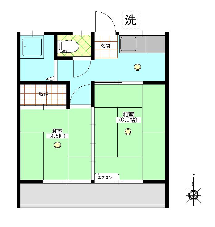 芝ハイツ(2K/2階)の間取り写真