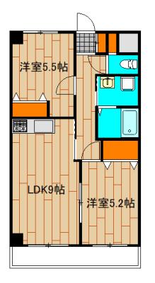 ノーサイド(2LDK/1階)の間取り写真