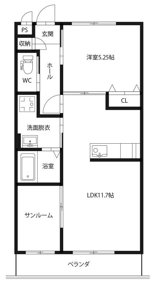 ピース リベルタ KITA SAKO(1LDK/3階)の間取り写真