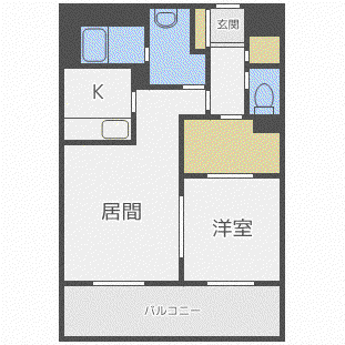 ヒルズ白石本通(1LDK/3階)の間取り写真