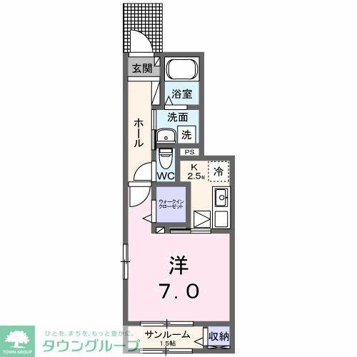 ルーツショアIII(1K/1階)の間取り写真
