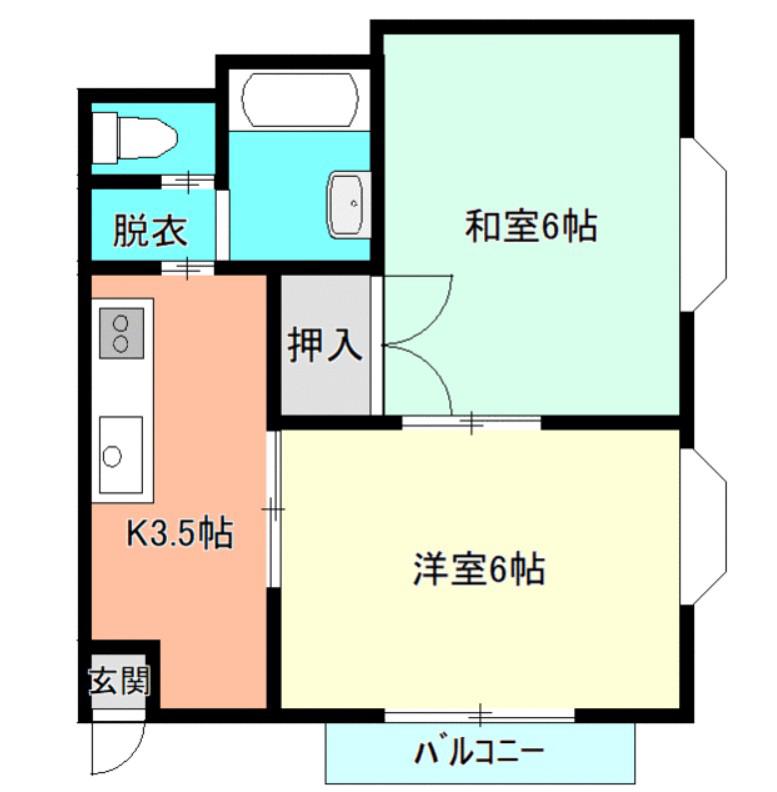 サンライズ富ヶ丘(2K/2階)の間取り写真