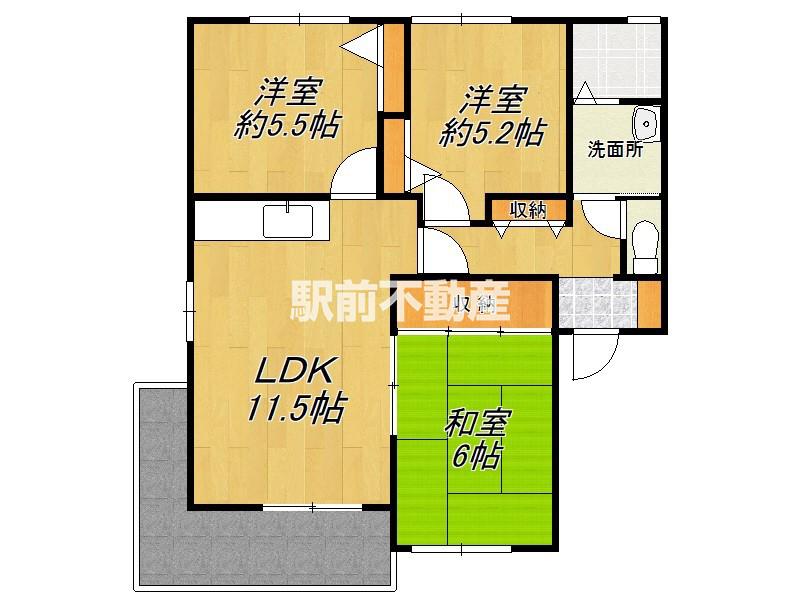O.Mハイツ A棟(3LDK/1階)の間取り写真