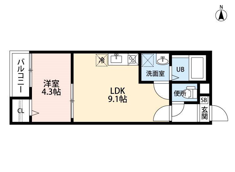 LUCE(1LDK/2階)の間取り写真