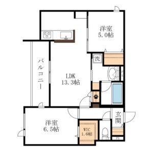 ベル アントレ 西宮(2LDK/4階)の間取り写真