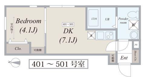 CREAL住吉(1DK/5階)の間取り写真