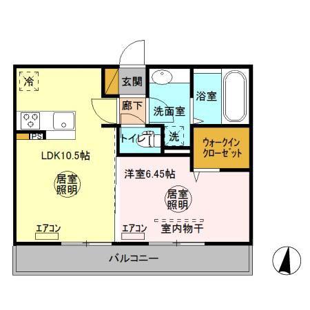 アピタコート(1LDK/2階)の間取り写真