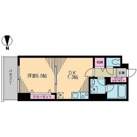 クレドラテース白河(1DK/6階)の間取り写真