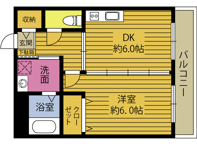 エステート1(1DK/4階)の間取り写真