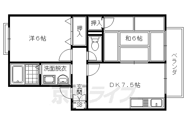 セジュール松月C棟(2DK/2階)の間取り写真