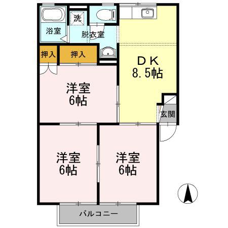 ジュネス泉(3DK/1階)の間取り写真