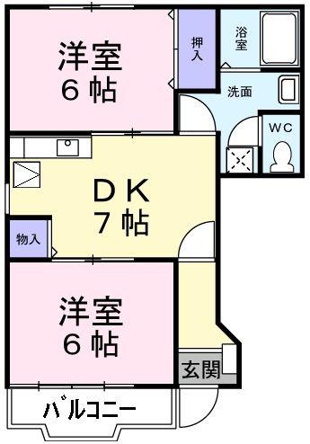 リヴィエール ノ-ル(2DK/1階)の間取り写真