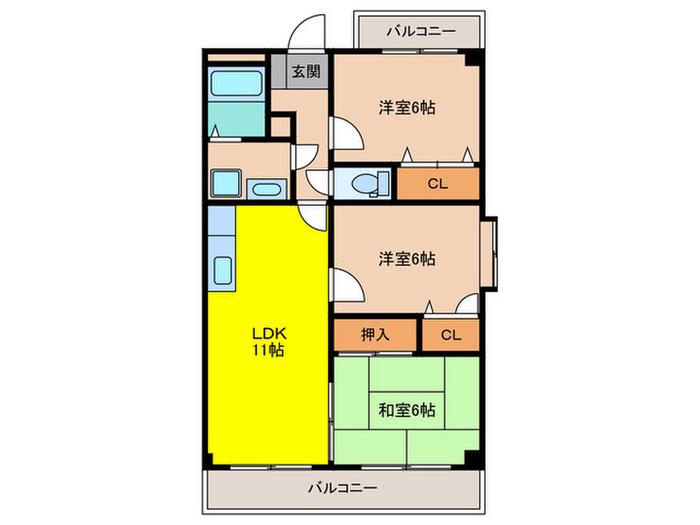 メールコート9(3LDK/4階)の間取り写真