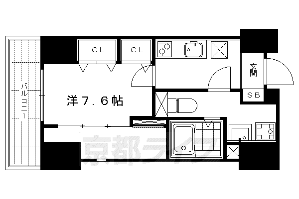 アート四条堀川(1K/3階)の間取り写真