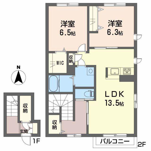 カーサレジオ A(2LDK/2階)の間取り写真
