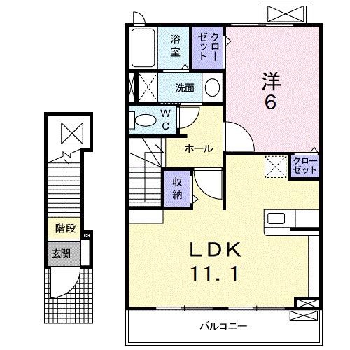 サンリット(1LDK/2階)の間取り写真