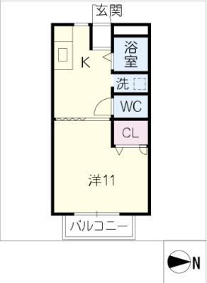 サンビレッジ大垣 B(1K/2階)の間取り写真