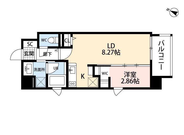 F・POLPO(1LDK/3階)の間取り写真