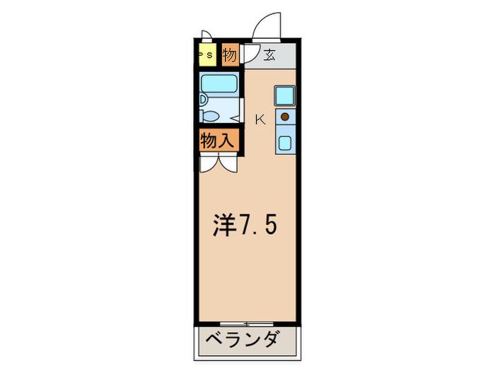 シーライフニシ(1K/3階)の間取り写真