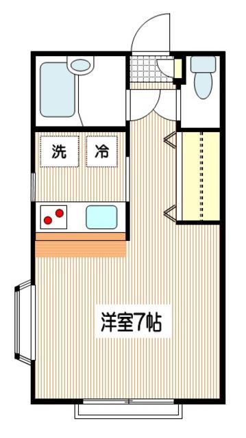 小田急線 狛江駅 徒歩10分 2階建 築35年(1K/1階)の間取り写真