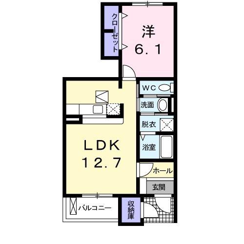 ソラボレI(1LDK/1階)の間取り写真