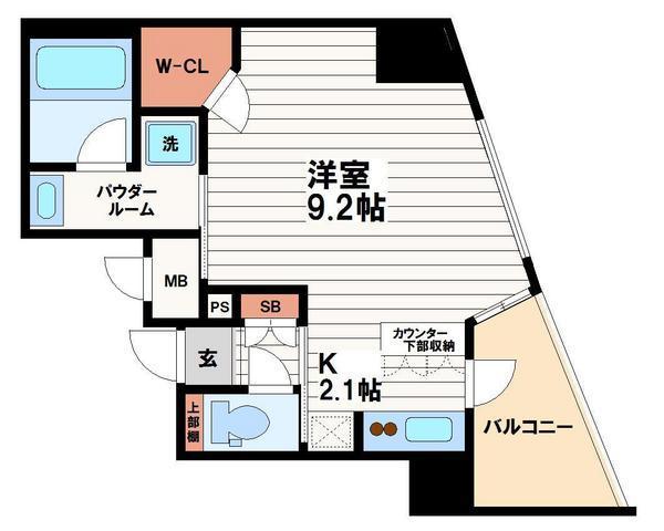 アスヴェル心斎橋東ステーションフロント(1K/2階)の間取り写真