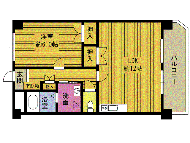 クレベール凌雲台(1LDK/2階)の間取り写真