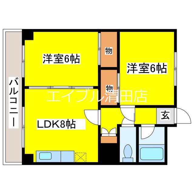 プレイス清田(2LDK/1階)の間取り写真