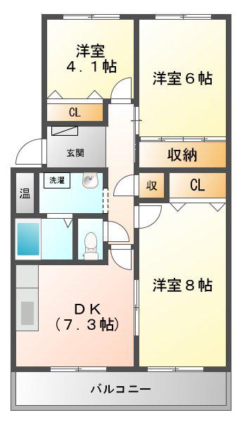 フィオーレ マキ(3DK/4階)の間取り写真