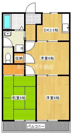 バームハイツ(2LDK/2階)の間取り写真