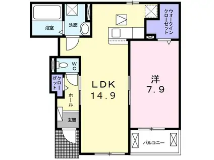 メゾン ド カオル(1LDK/1階)の間取り写真