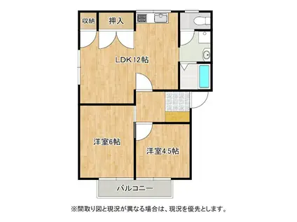 フレグランスM B棟(2LDK/2階)の間取り写真