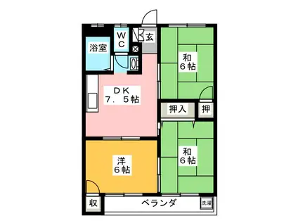 ルミエール山合(3DK/2階)の間取り写真