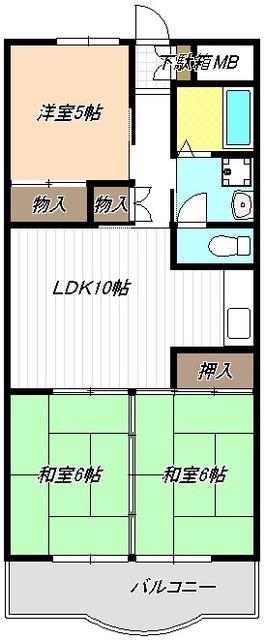 明正雅ハイツ(3LDK/2階)の間取り写真