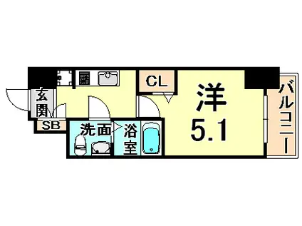アリビオ立花II(1K/8階)の間取り写真