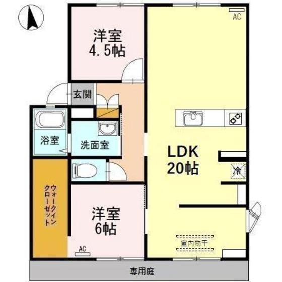 サンビレッジ 8(2LDK/1階)の間取り写真
