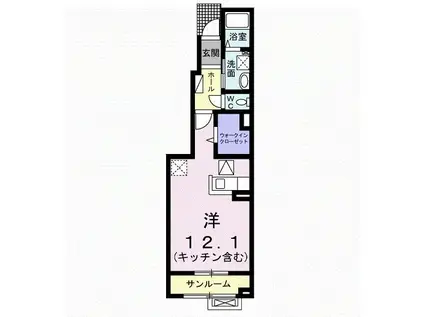 AMATERASU(ワンルーム/1階)の間取り写真