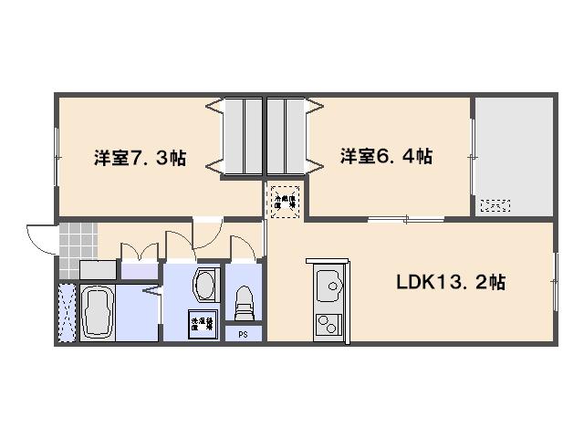 CANTATA(2LDK/1階)の間取り写真