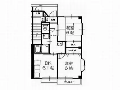 ハイステージソラル(2DK/1階)の間取り写真