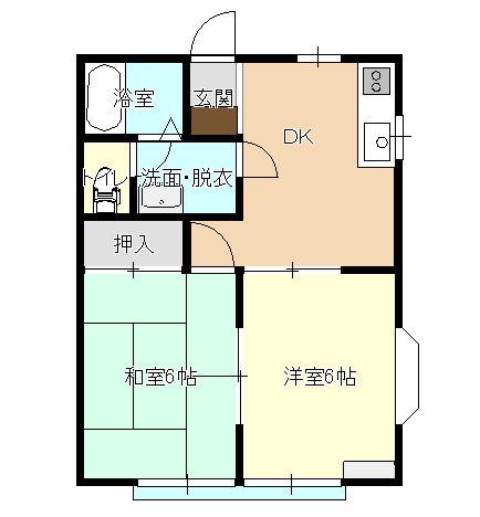 ノースウエスト(2DK/2階)の間取り写真