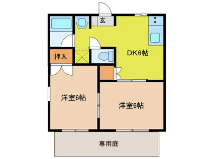 エスポワールガーデン I(2DK/1階)の間取り写真