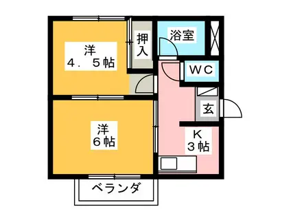 ハイツ井出 B(2K/1階)の間取り写真