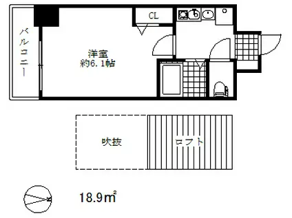 エステムコート神戸県庁前Ⅲフィエルテ(1K/5階)の間取り写真