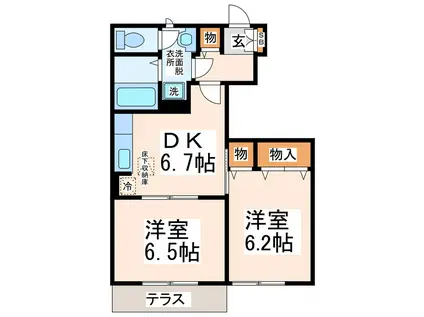 ジョイス・コーポA・B(2DK/1階)の間取り写真