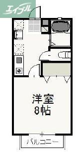 サンパティークB(1K/1階)の間取り写真