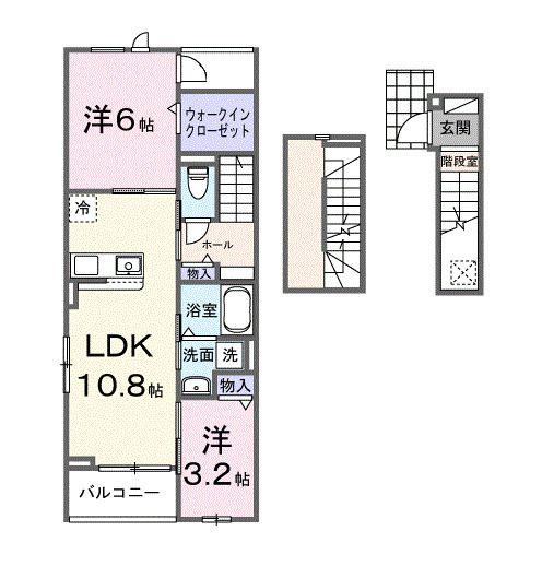 ソレイユ(2LDK/3階)の間取り写真
