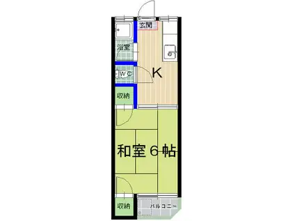 西友コーポD棟(1K/2階)の間取り写真