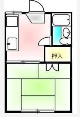溝渕ハイツ(1K/1階)の間取り写真