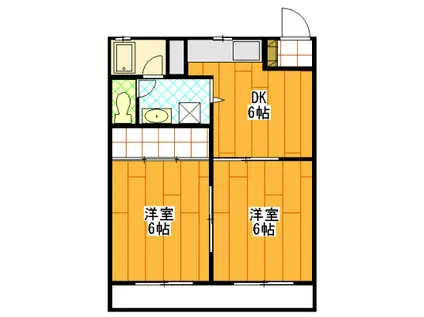 コーポ雅(2DK/2階)の間取り写真