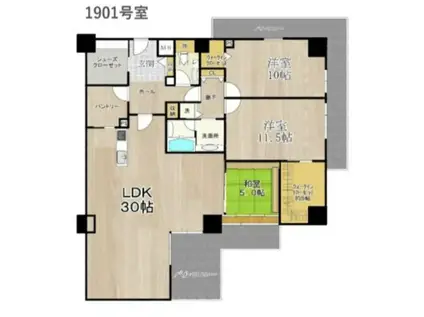 ザグランビューオオサカ(3LDK/19階)の間取り写真